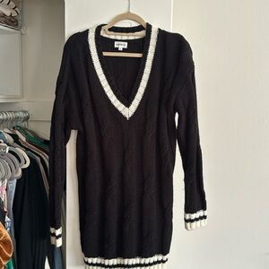 Shawnie Varsity Sweater Dress in Black & White